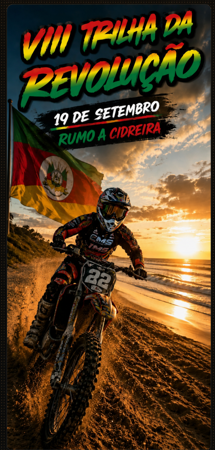Cartaz oficial da VIII Trilha da Revolução — 19 de setembro, rumo a Cidreira