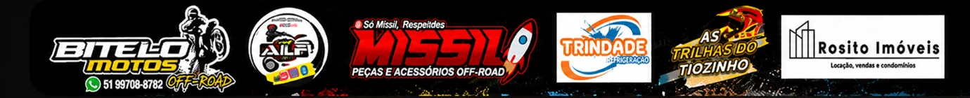 Patrocinadores: Bitelo Motos, ALF, Missil, Trindade Off Road, As Trilhas do Tiozinho, Rosito Imóveis
