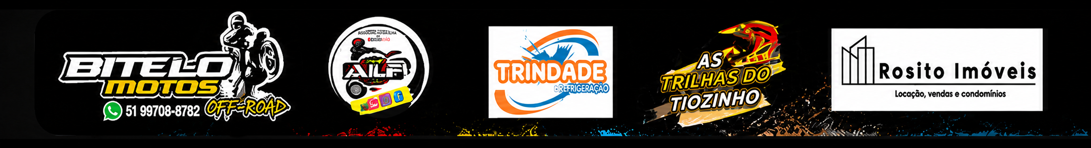 Patrocinadores: Bitelo Motos, ALF, Trindade Refrigeração, As Trilhas do Tiozinho e Rosito Imóveis